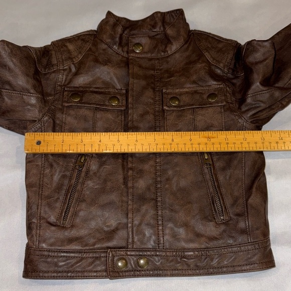 Baby GAP Faux Leather Moto Bomber Jacket Toddler Brown Sz 2 Years - Picture 13 of 15